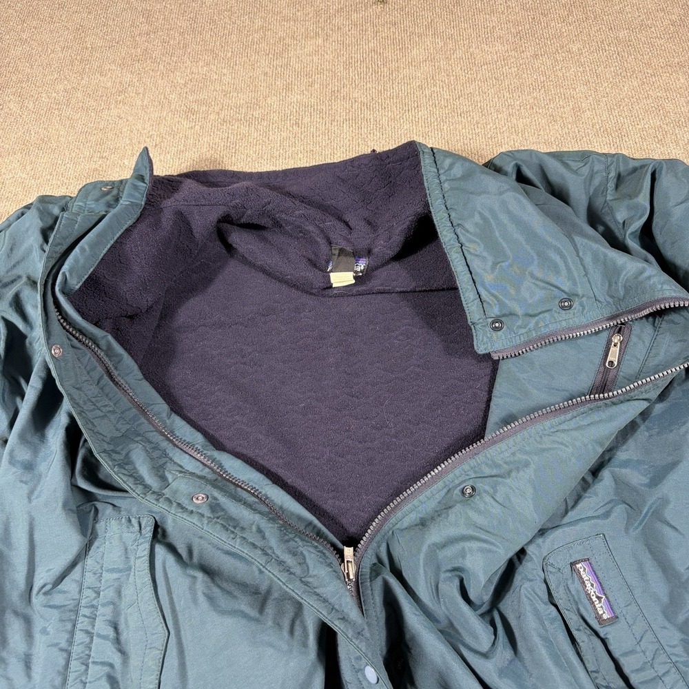 Vintage Patagonia Shelled Synchilla Jacket USA Womens M Fleece Lined Teal 90s - Picture 6 of 10